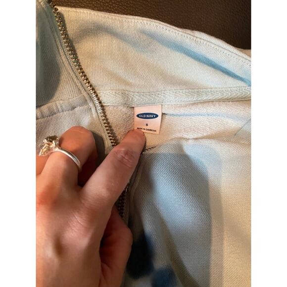 Old Navy Quarter Zip sweater womens small blue tie dye 1/4 pullover - Picture 4 of 5